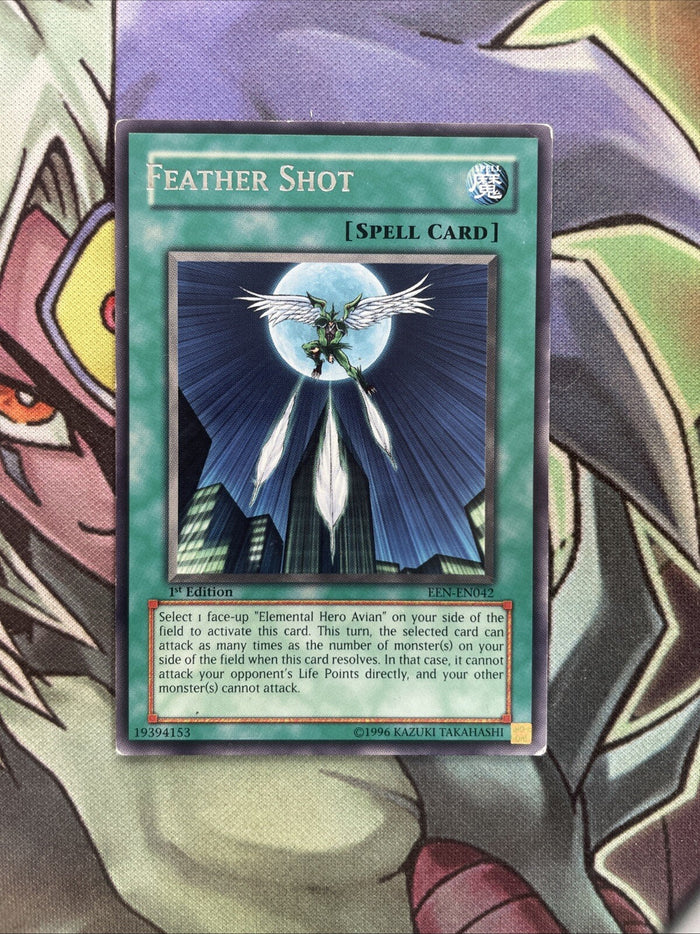 EEN-EN042 Feather Shot Rare MISPRINT SHIFTED NAME 1st Edition NM Yugioh Card