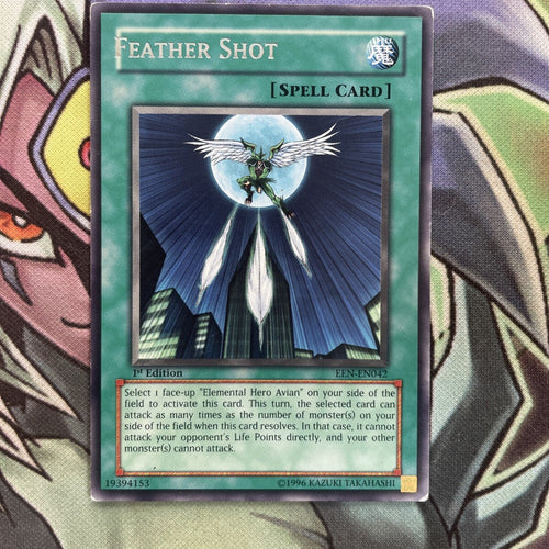 EEN-EN042 Feather Shot Rare MISPRINT SHIFTED NAME 1st Edition NM Yugioh Card