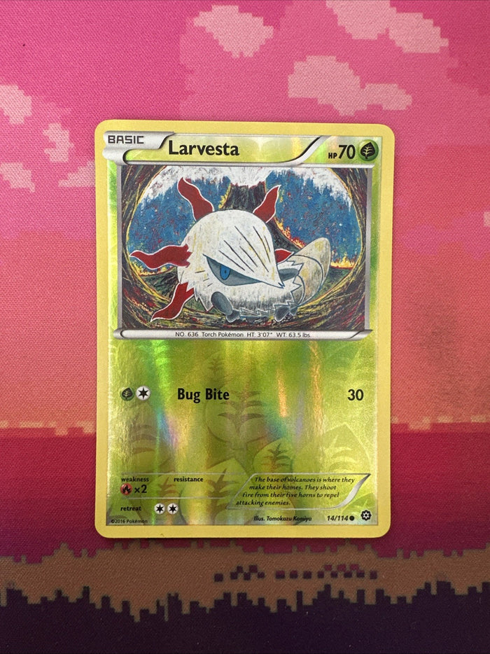 Pokemon Card Larvesta Steam Siege Reverse Holo 14/114 Near Mint