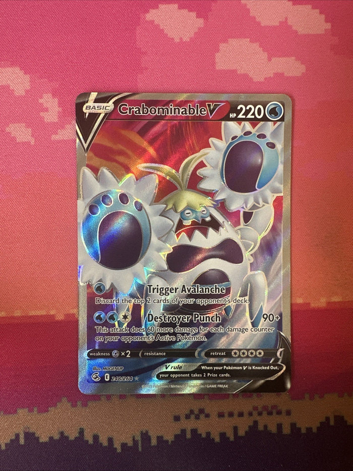 Pokemon Card Crabominable V 248/264 Ultra Rare Fusion Strike Near Mint