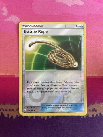 Pokemon Card Escape Rope Burning Shadows Reverse Holo Uncommon 114/147 NM