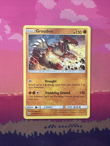 Pokemon Card Groudon Cosmic Eclipse Rare 113/236 Near Mint