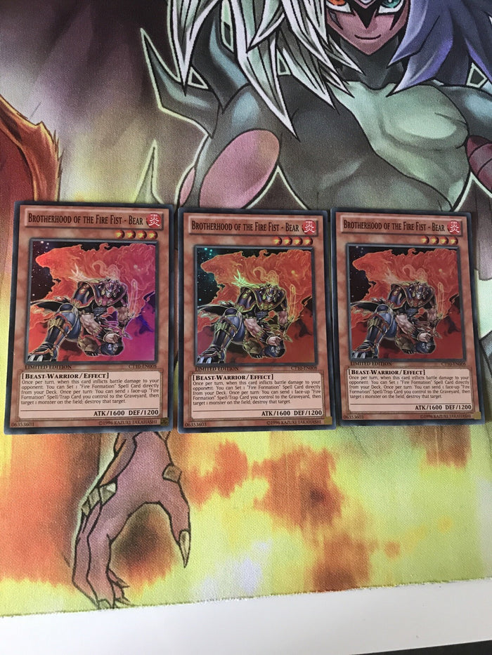 CT10-EN008 x3 Brotherhood of the Fire Fist - Bear Limited Edition Mint YuGiOh