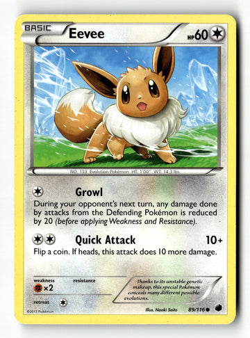 Pokemon Card Eevee (89) LP Plasma Freeze 89/116