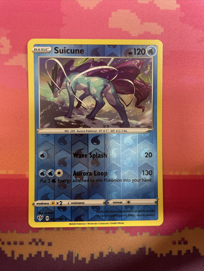 Pokemon Card Suicune Darkness Ablaze Reverse Holo Rare 037/189 Near Mint