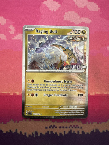 Pokemon Card Raging Bolt Stellar Crown STAMPED 111/142 Near Mint