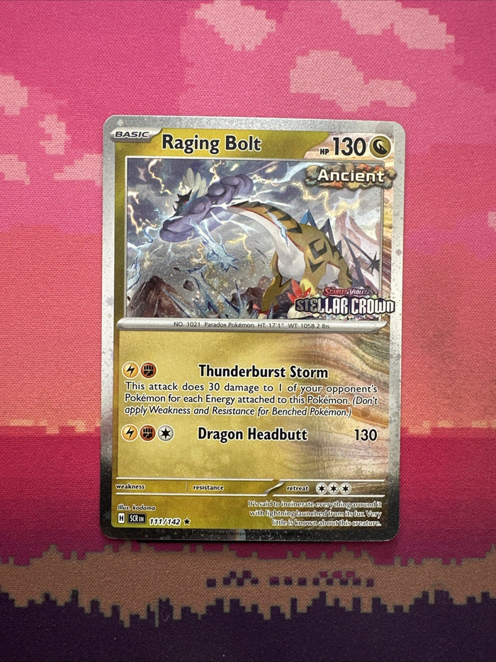 Pokemon Card Raging Bolt Stellar Crown STAMPED 111/142 Near Mint