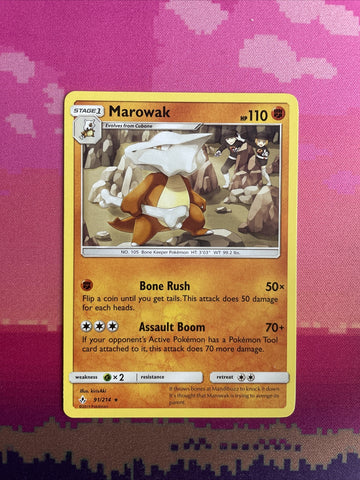 Pokemon Card Marowak Unbroken Bonds Rare 91/214 NM