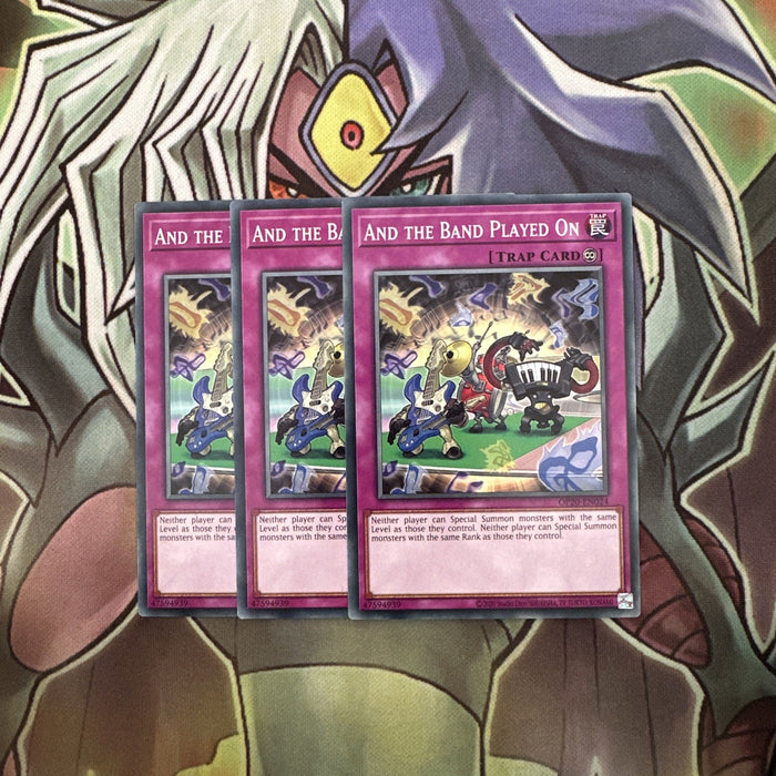 OP20-EN024 x3 And The Band Played On Common Excellent Condition Yugioh