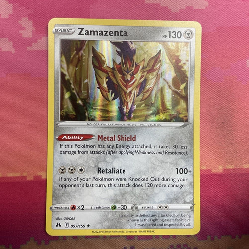 Pokemon Card Zamazenta Crown Zenith Holo Rare 097/159 Near Mint