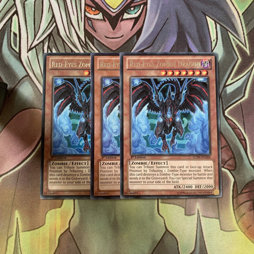 LCJW-EN206 x3 Red-Eyes Zombie Dragon Rare Excellent Condition Yugioh