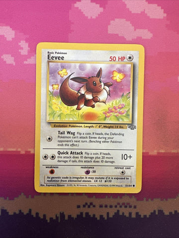 Pokemon Card Eevee Jungle Common 51/64 Near Mint