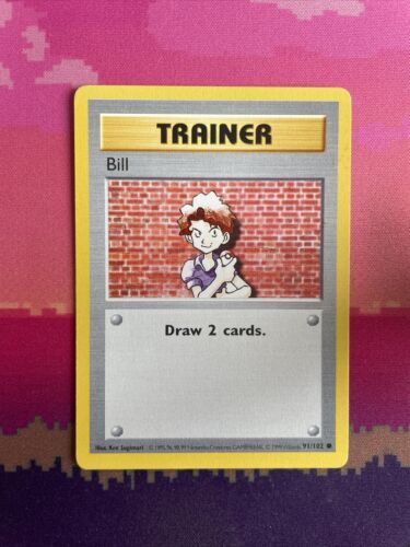 Pokemon Card Bill Shadowless Base Set Common 91/102 Near Mint