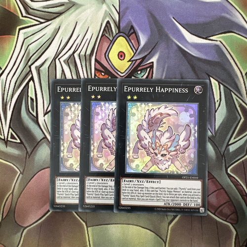 OP21-EN010 x3 Epurrely Happiness Super Rare  Excellent Condition Yugioh