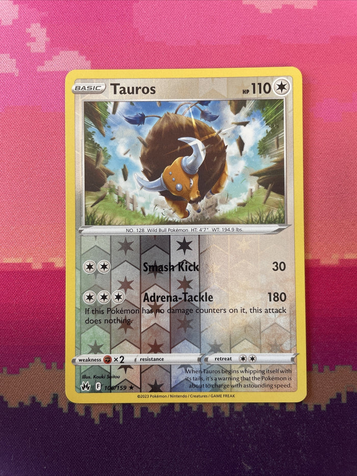 Pokemon Card Tauros Crown Zenith Reverse Holo Rare 106/159 Near Mint