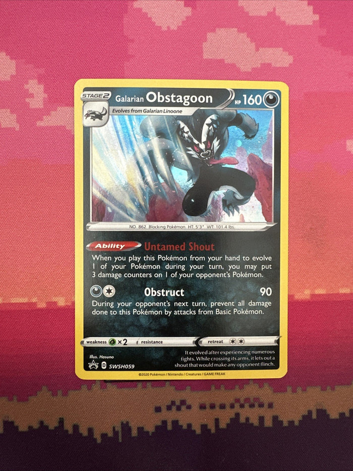 Pokemon Card Galarian Obstagoon SWSH059 Black Star Promo Cosmo Holo NM