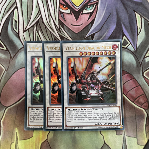 DUDE-EN015 x3 Vermillion Dragon Mech Ultra Rare Excellent Condition Yugioh