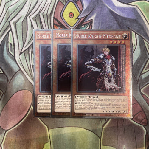 NKRT-EN006 Noble Knight Medraut Platinum Rare x3 Excellent Condition Yugioh