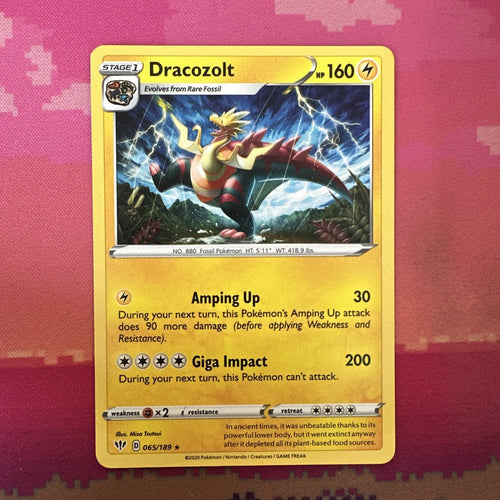 Pokemon Card Dracozolt Darkness Ablaze Rare 065/189 Near Mint