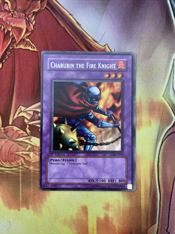 LOB-E011 Charubin The Fire Knight 1st Edition Rare EXC Yugioh