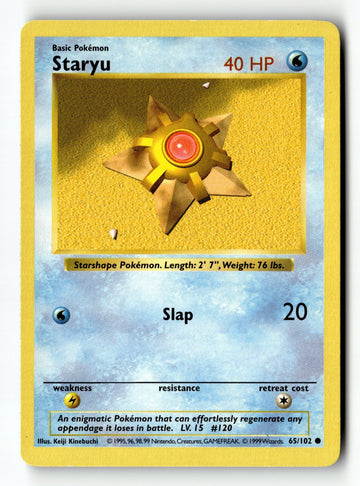 Pokemon Card Staryu Unlimited LP Base Set (Shadowless) 065/102