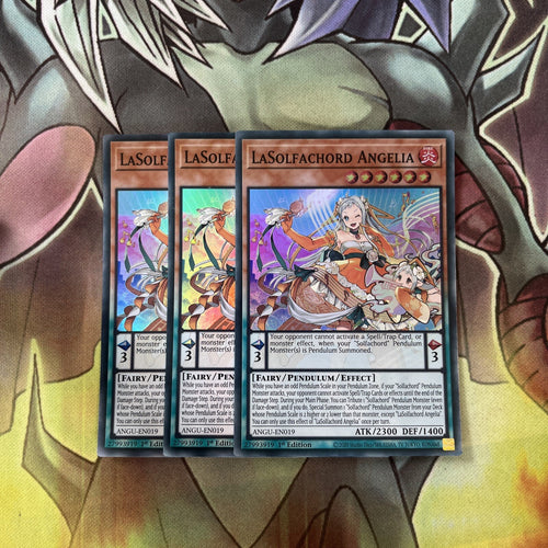 ANGU-EN019 x3 LaSolfachord Angelia Super Rare Excellent Condition Yugioh