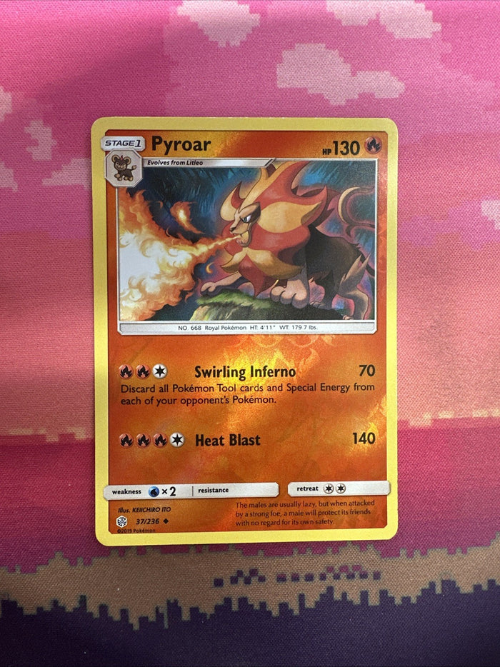 Pokemon Card Pyroar Cosmic Eclipse Reverse Holo 37/236 Near Mint