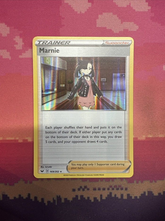 Pokemon Card Marnie Sword & Shield Holo Rare 169/202 NM