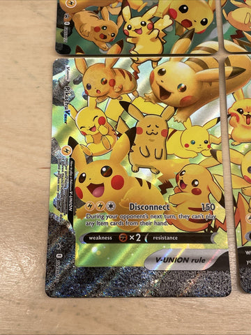 Pikachu V-Union SWSH 139 140 141 142 [Set of 4] Black Star Promo Pokemon Cards! (back)