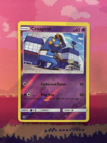 Pokemon Card Croagunk Burning Shadows Reverse Holo 54/147 Near Mint