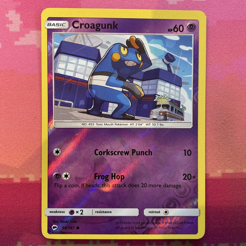 Pokemon Card Croagunk Burning Shadows Reverse Holo 54/147 Near Mint