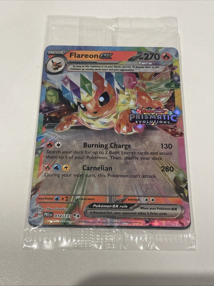 Pokémon TCG Flareon EX  014/131 SV Prismatic Evolutions Stamped Sealed Promo