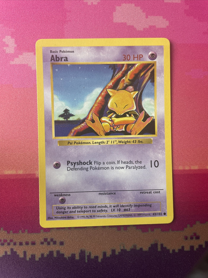Pokemon Card Abra Shadowless Common Base Set 43/102 Near Mint