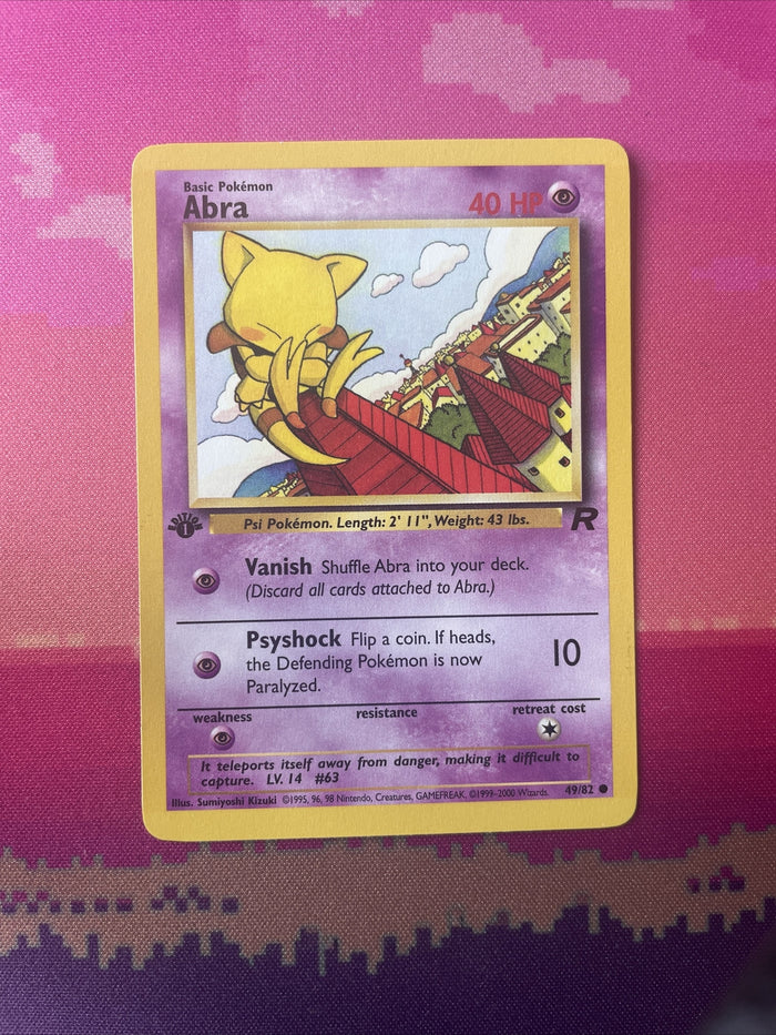Pokemon Card Abra Team Rocket 1st Edition Common 49/82 Near Mint