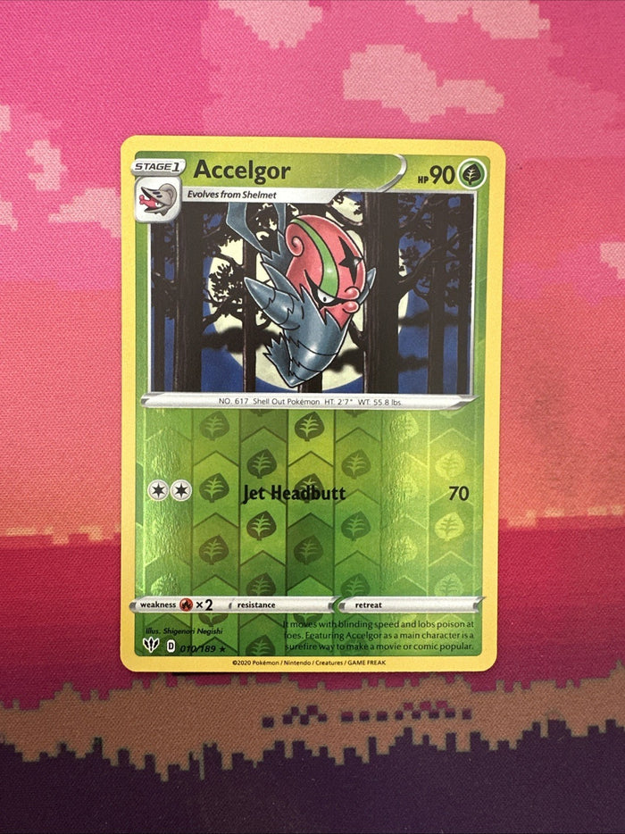 Pokemon Card Accelgor Darkness Ablaze Reverse Holo Rare 010/189 Near Mint
