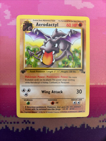Pokemon Card Aerodactyl 1st Edition Fossil Rare 16/62 Near Mint