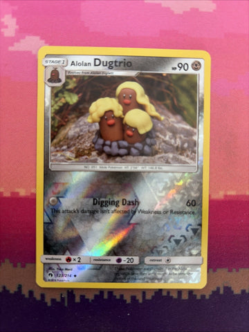 Pokemon Card Alolan Dugtrio Lost Thunder Reverse Holo 123/214  Near Mint