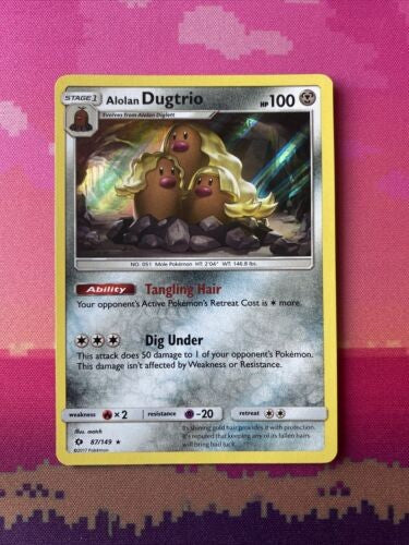 Pokemon Card Alolan Dugtrio Sun & Moon Holo Rare 87/149 Near Mint