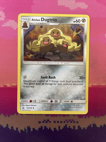 Pokemon Card Alolan Dugtrio Ultra Prism Uncommon 79/156 Near Mint