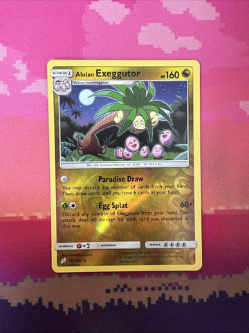 Pokemon Card Alolan Exeggutor Team Up Reverse Holo Rare 115/181 Near Mint