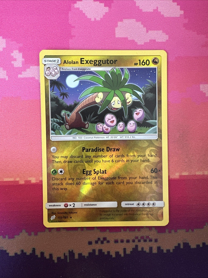 Pokemon Card Alolan Exeggutor Team Up Reverse Holo Rare 115/181 Near Mint
