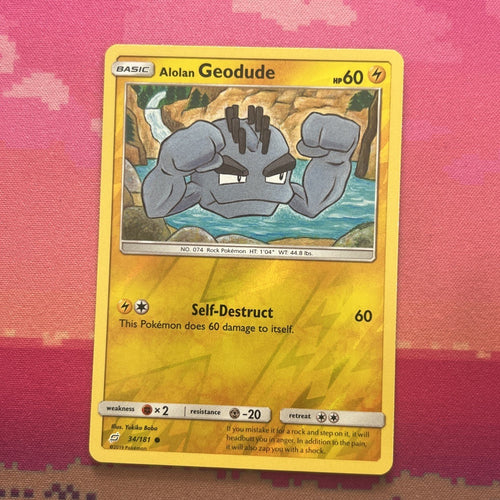 Pokemon Card Alolan Geodude Team Up Reverse Holo 34/181 Near Mint