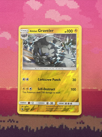 Pokemon Card Alolan Graveler Crimson Invasion Reverse Holo 33/111 Near Mint