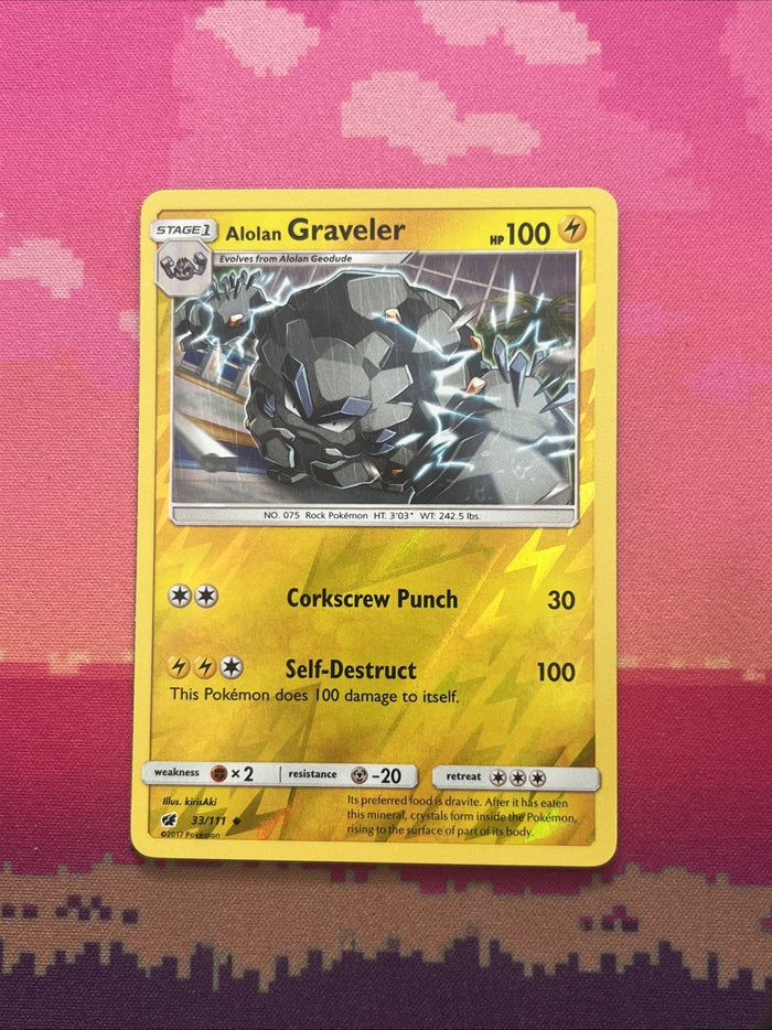 Pokemon Card Alolan Graveler Crimson Invasion Reverse Holo 33/111 Near Mint
