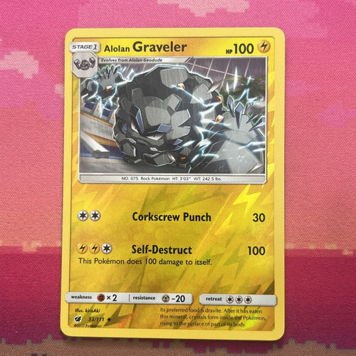 Pokemon Card Alolan Graveler Crimson Invasion Reverse Holo 33/111 Near Mint