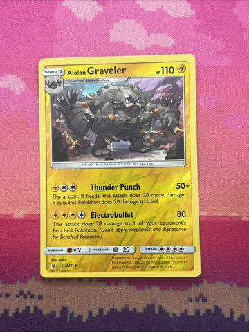 Pokemon Card Alolan Graveler Guardians Rising Reverse Holo 41/145 Near Mint