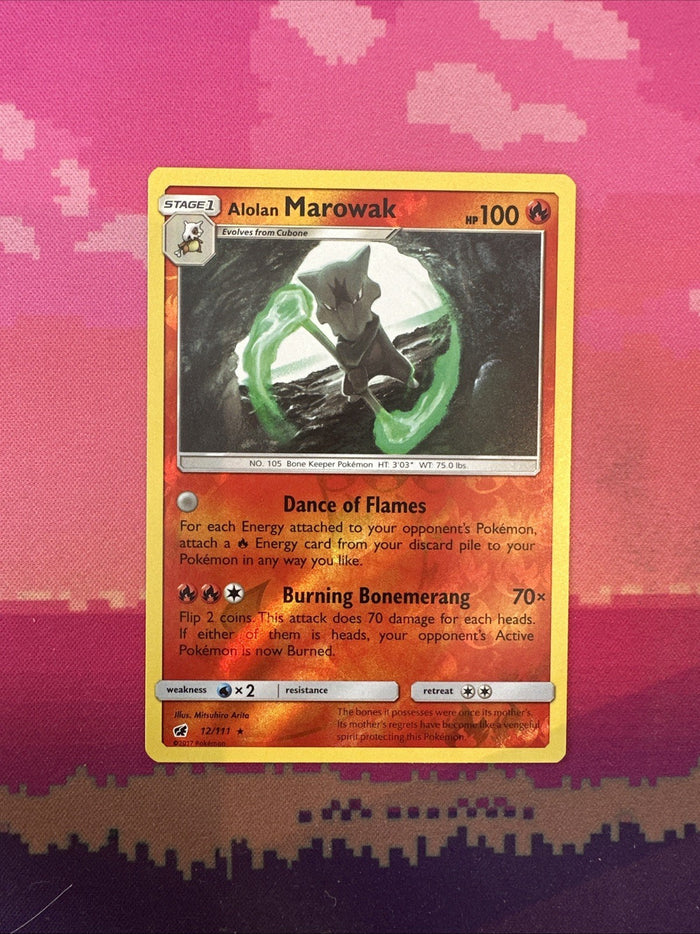 Pokemon Card Alolan Marowak Crimson Invasion Reverse Holo Rare 12/111 Near Mint