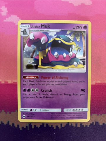 Pokemon Card Alolan Muk Sun & Moon Cosmo Holo Rare 58/149 Near Mint