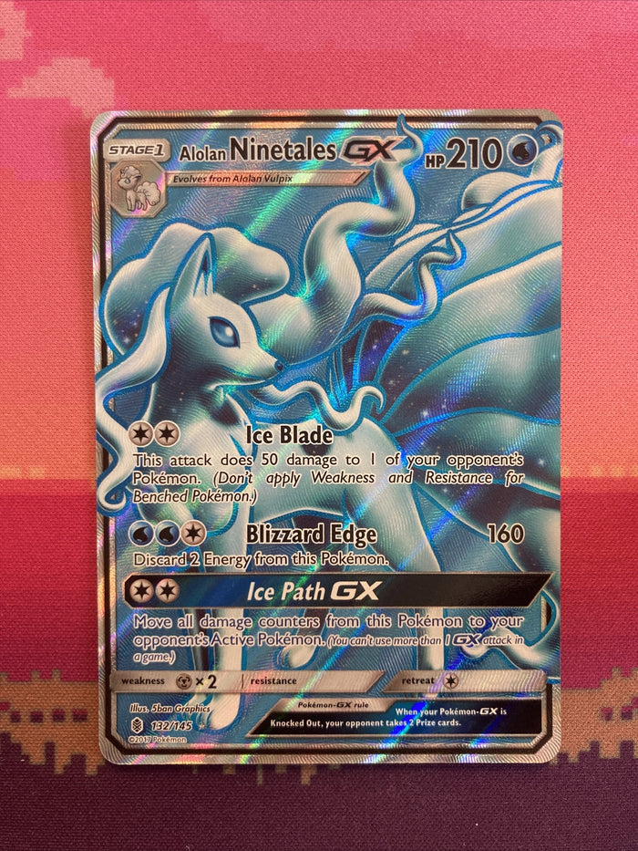 Pokemon Card Alolan Ninetales GX Ultra Rare 132/145 Guardians Rising Near Mint