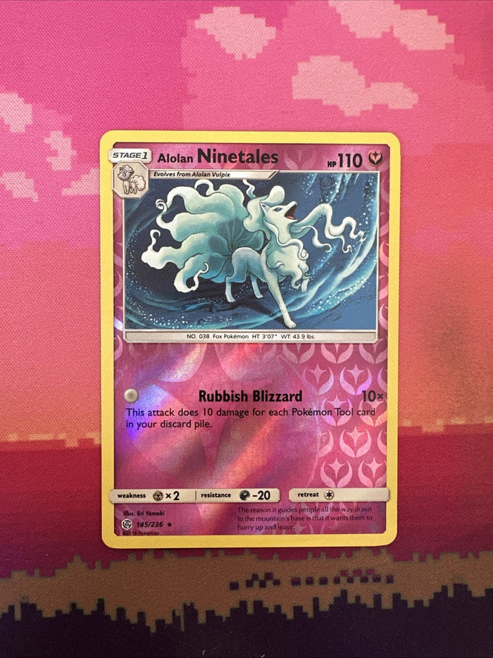 Pokemon Card Alolan Ninetales Reverse Holo Rare 145/236 Near Mint